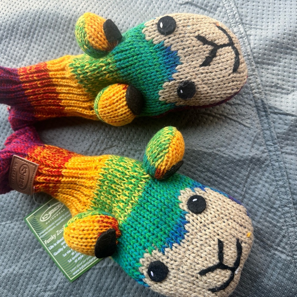 Colorful Knit Animal Mittens for Kids